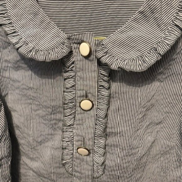Vintage pilgrim collar seersucker blouse with large white buttons - Picture 11 of 16
